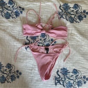 For Love & Lemons Iman Tiny Bikini Top and Bottom Pink